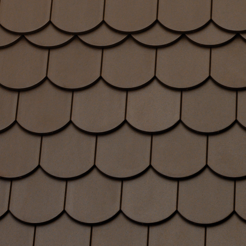 Gedeckte Fläche mit Biberschwanzziegel in dunkelbraun