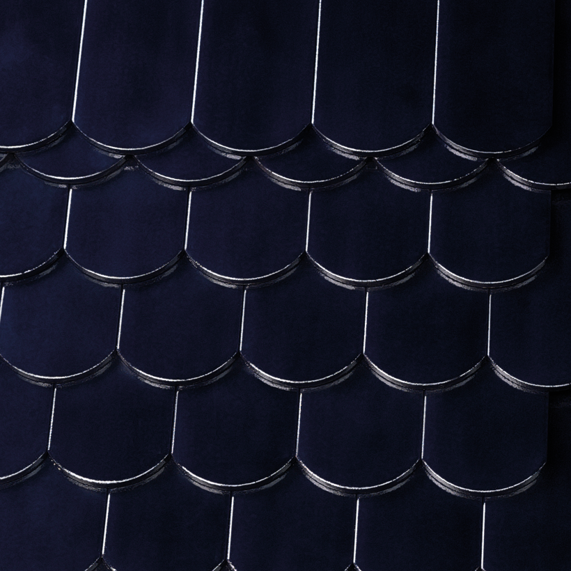 Gedeckte Fläche mit Biberschwanzziegel in marineblau