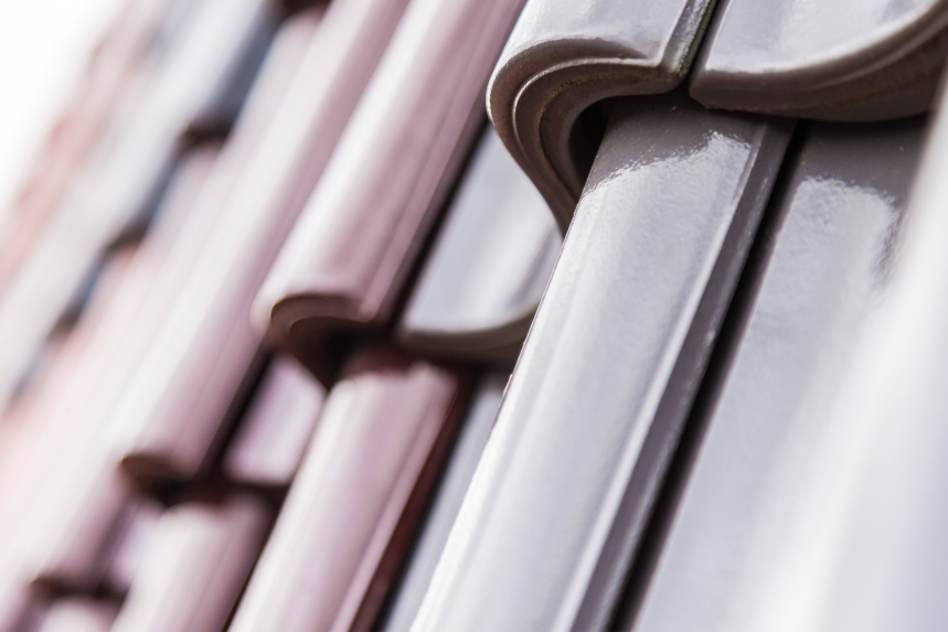 Many colors of roof tiles on one surface - close-up