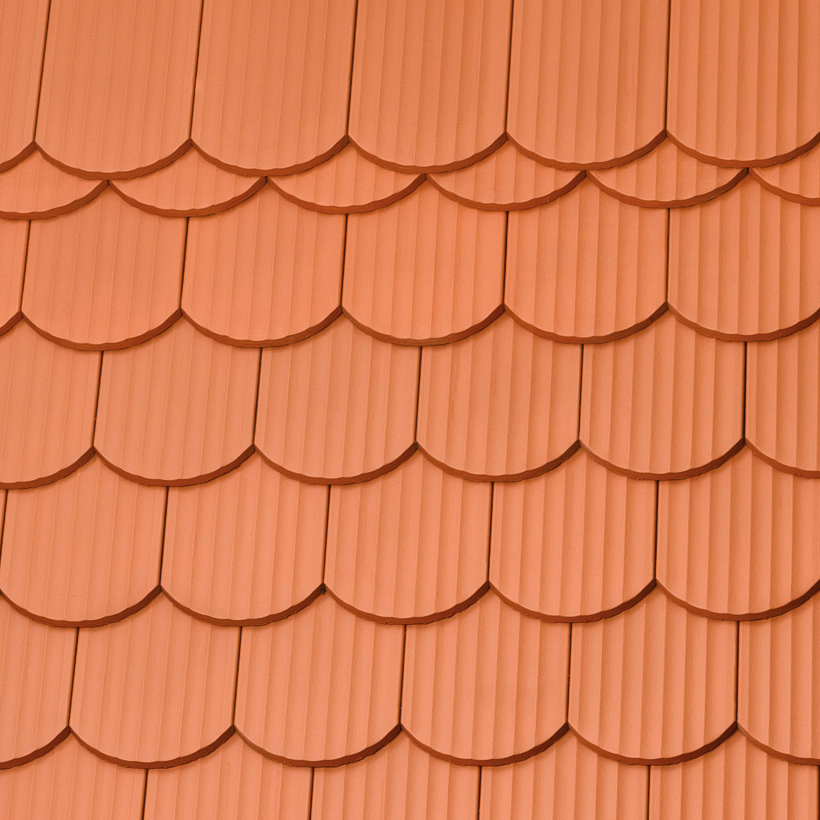 Gedeckte Fläche mit Wellenbiber in naturrot